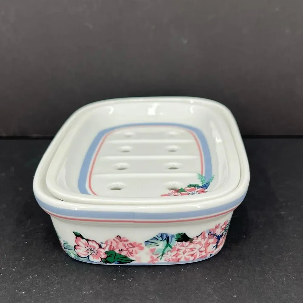Vintage Laura Ashley ceramic soap dish in the Ashbourne pattern